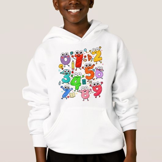 Kids Number Day Hoodie | Fun Maths Numbers (Voorkant)