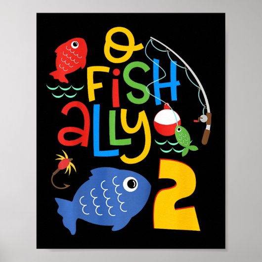 Kids O-fish-ally Two Birthday Decorations 2 Year O Poster (Voorkant)