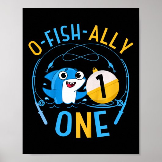 Kids Ofishally One 1st Birthday Fishing Theme O-fi Poster (Voorkant)