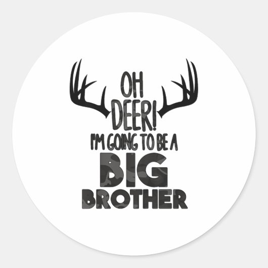 Kids Oh Deer Big Brother Hunting Pregnancy Announc Ronde Sticker (Voorkant)
