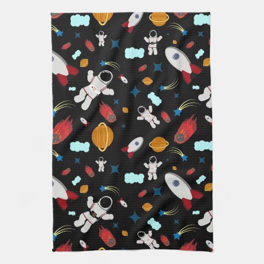 Kid's Outer Space & Astronaut Pattern Theedoek (Verticaal)