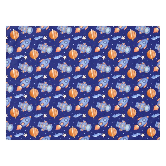 Kids Outer Space Rocket Ship & Astronaut Tafelkleed (Voorkant (Horizontaal))