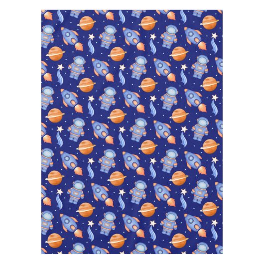 Kids Outer Space Rocket Ship & Astronaut Tafelkleed (Voorkant)