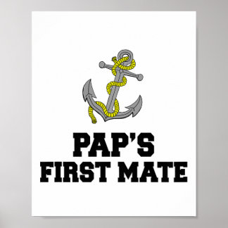 Kids Pap's First Mate Grandson Granddaughter Boat  Poster