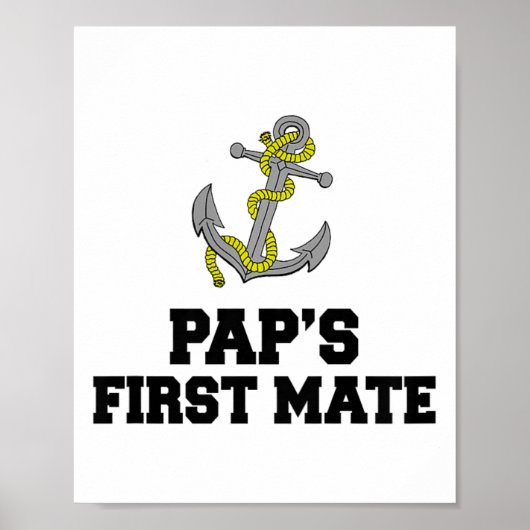 Kids Pap's First Mate Grandson Granddaughter Boat  Poster (Voorkant)