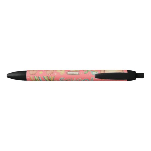 Kids Pencil with Fun School Building Design Zwarte Inkt Pen (Achterkant)