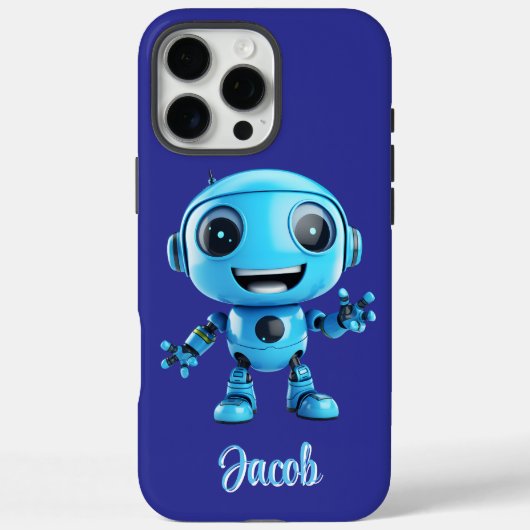 Kids Personalize Blue Robot Case-Mate iPhone Case (Achterkant)