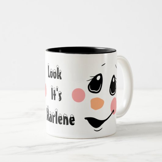 Kids Personalize Snowman  Tweekleurige Koffiemok (Voorkant rechts)