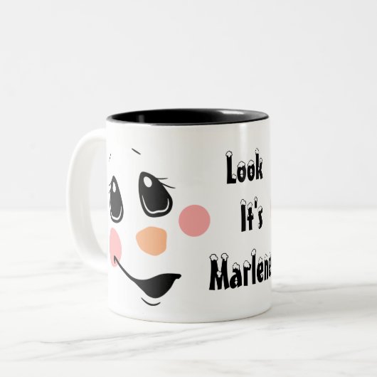 Kids Personalize Snowman  Tweekleurige Koffiemok (Voorkant links)