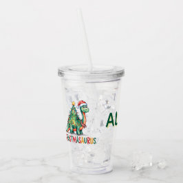 Kids Personalized Christmas Dinosaur  Acryl Drinkbeker