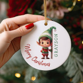 Kids Personalized Elf Christmas Tree Keramisch Ornament