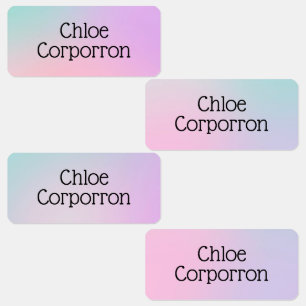 Kids personalized name labels pink purple and teal