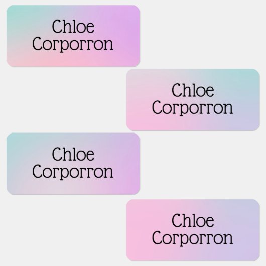 Kids personalized name labels pink purple and teal (Groep)