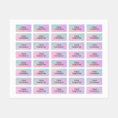Kids personalized name labels pink purple and teal (Vel)