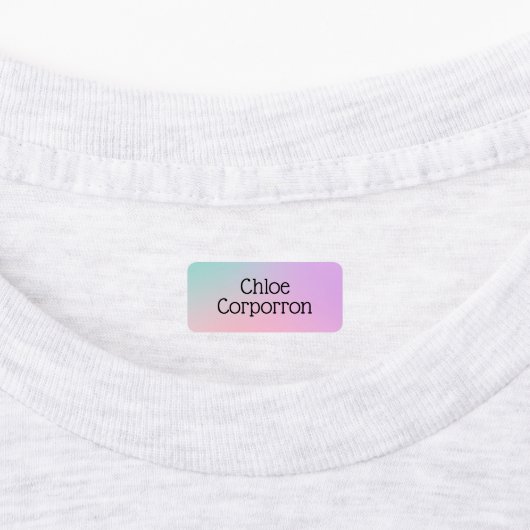 Kids personalized name labels pink purple and teal (Aangebracht)