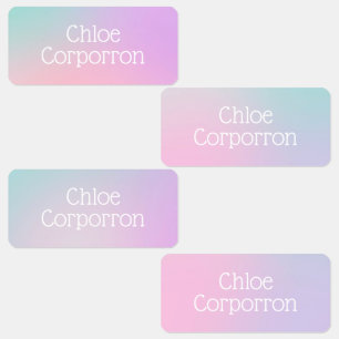 Kids personalized name labels pink purple and teal