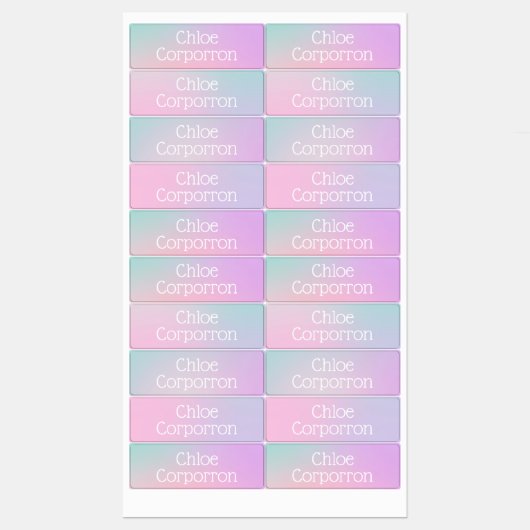 Kids personalized name labels pink purple and teal (Vel)