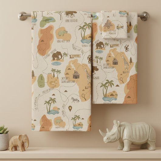 Kid's Personalized Safari Map ID1269 Bad Handdoek