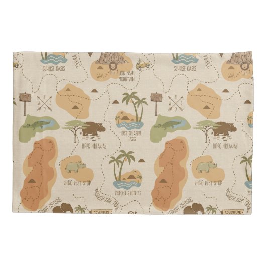 Kid's Personalized Safari Map ID1269 Kussensloop (Achterkant)