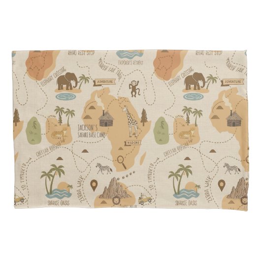 Kid's Personalized Safari Map ID1269 Kussensloop (Voorkant)