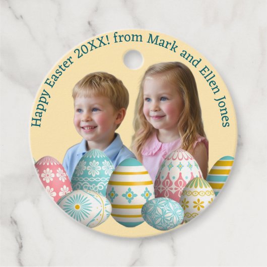 Kids Photos Easter Painted Eggs Bedankjes Labels (Voorkant)