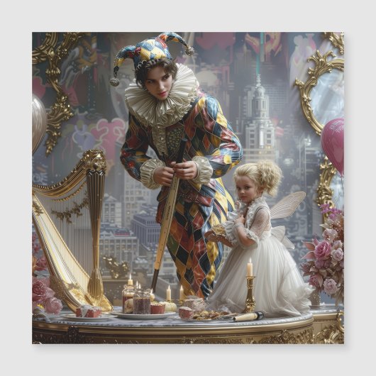 Kids pillow with 3D photography of a mother and da (Voorkant)