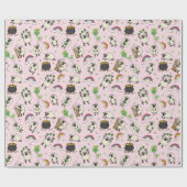 Kids Pink St. Patrick’s Day Sheep & Shamrocks Cadeaupapier (Vlak)