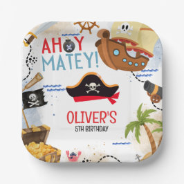 Kids Pirate Party | Ahoy Matey Pirate Birthday Papieren Bordje
