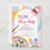 Kids Pizza and Paint Party Birthday Invitation Kaart (Voorkant)
