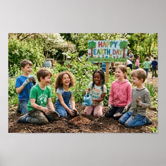 Kids Planting Trees - Celebrate & Protect  Poster (Voorkant)