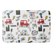 Kids Playful Transport Pattern  Badmat (Voorkant)