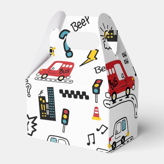 Kids Playful Transport Pattern  Bedankdoosjes (Achterkant)