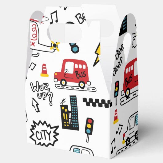 Kids Playful Transport Pattern  Bedankdoosjes (Geopend)