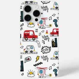 Kids Playful Transport Pattern  iPhone 15 Pro Max Hoesje