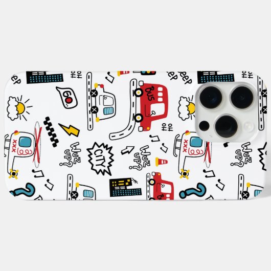 Kids Playful Transport Pattern  Case-Mate iPhone Case (Achterkant (horizontaal))