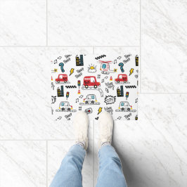 Kids Playful Transport Pattern  Deurmat