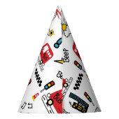 Kids Playful Transport Pattern Feesthoedjes (Achterkant)