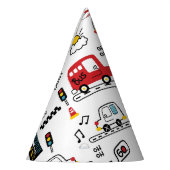 Kids Playful Transport Pattern Feesthoedjes (Links)