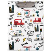 Kids Playful Transport Pattern  Klembord (Voorkant)