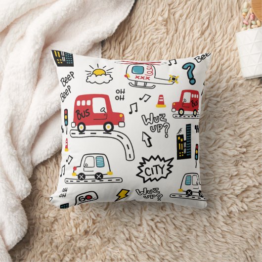 Kids Playful Transport Pattern  Kussen (Deken)