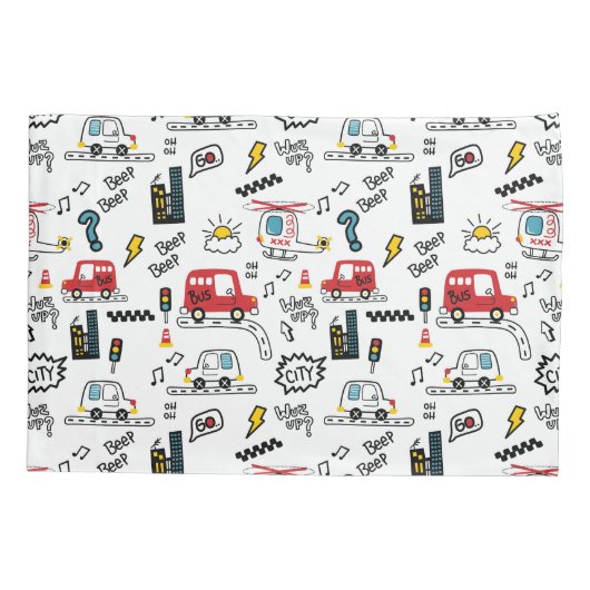 Kids Playful Transport Pattern  Kussensloop (Achterkant)