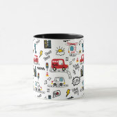 Kids Playful Transport Pattern Mok (Midden)