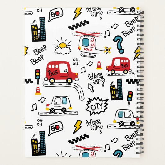 Kids Playful Transport Pattern  Planner (Achterkant)