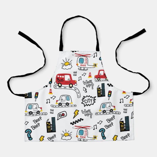 Kids Playful Transport Pattern  Schort (Voorkant)