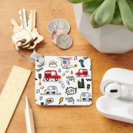 Kids Playful Transport Pattern  Sleutelhanger