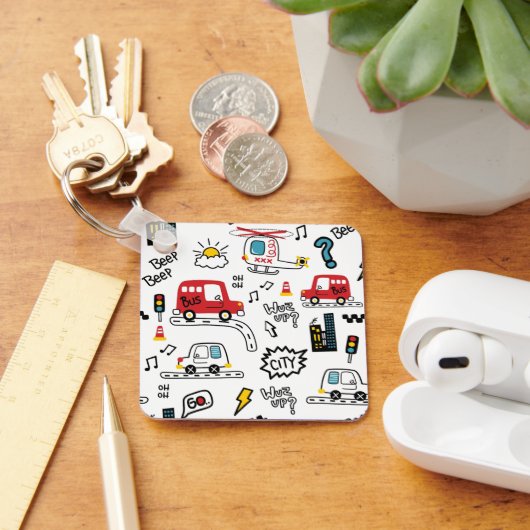 Kids Playful Transport Pattern  Sleutelhanger (Bureau)