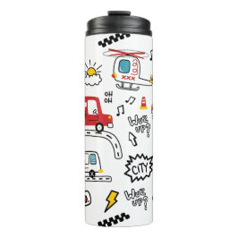 Kids Playful Transport Pattern  Thermosbeker
