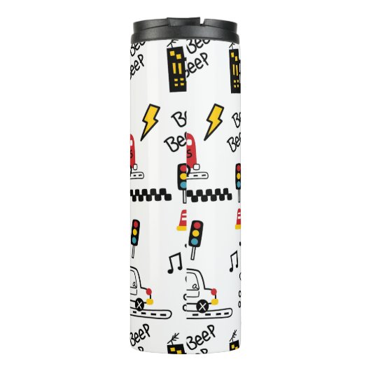 Kids Playful Transport Pattern  Thermosbeker (Achterkant)