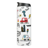 Kids Playful Transport Pattern  Thermosbeker (Geroteerd rechts)