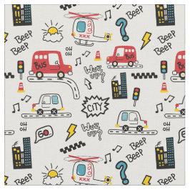 Kids Playful Transport Pattern Urban style modern  Stof